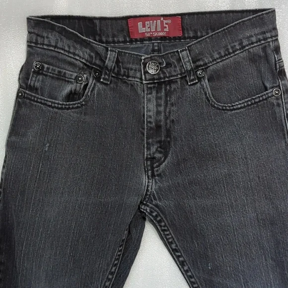Levi's 511 Black Distressed Denim Jeans Boys Size 27x27 - Picture 5 of 14